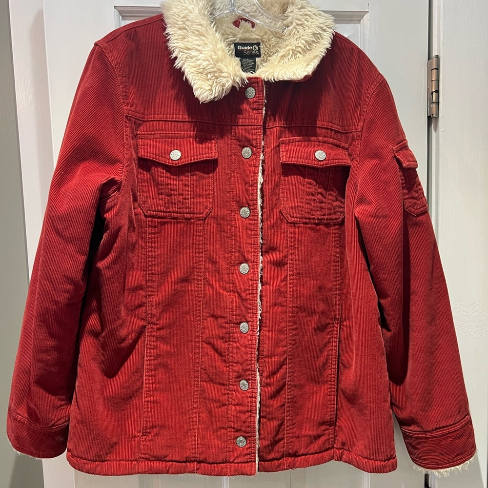 Vintage 90Y2K Guide Series Faux Fur-lined red corduroy chore jacket